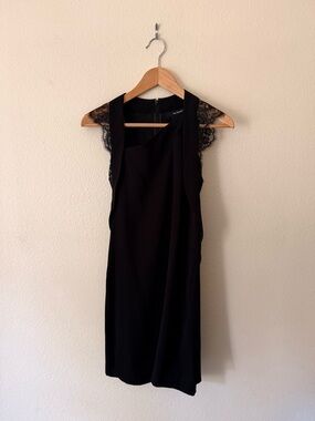 The Kooples Black Lace-Trim Mini Dress